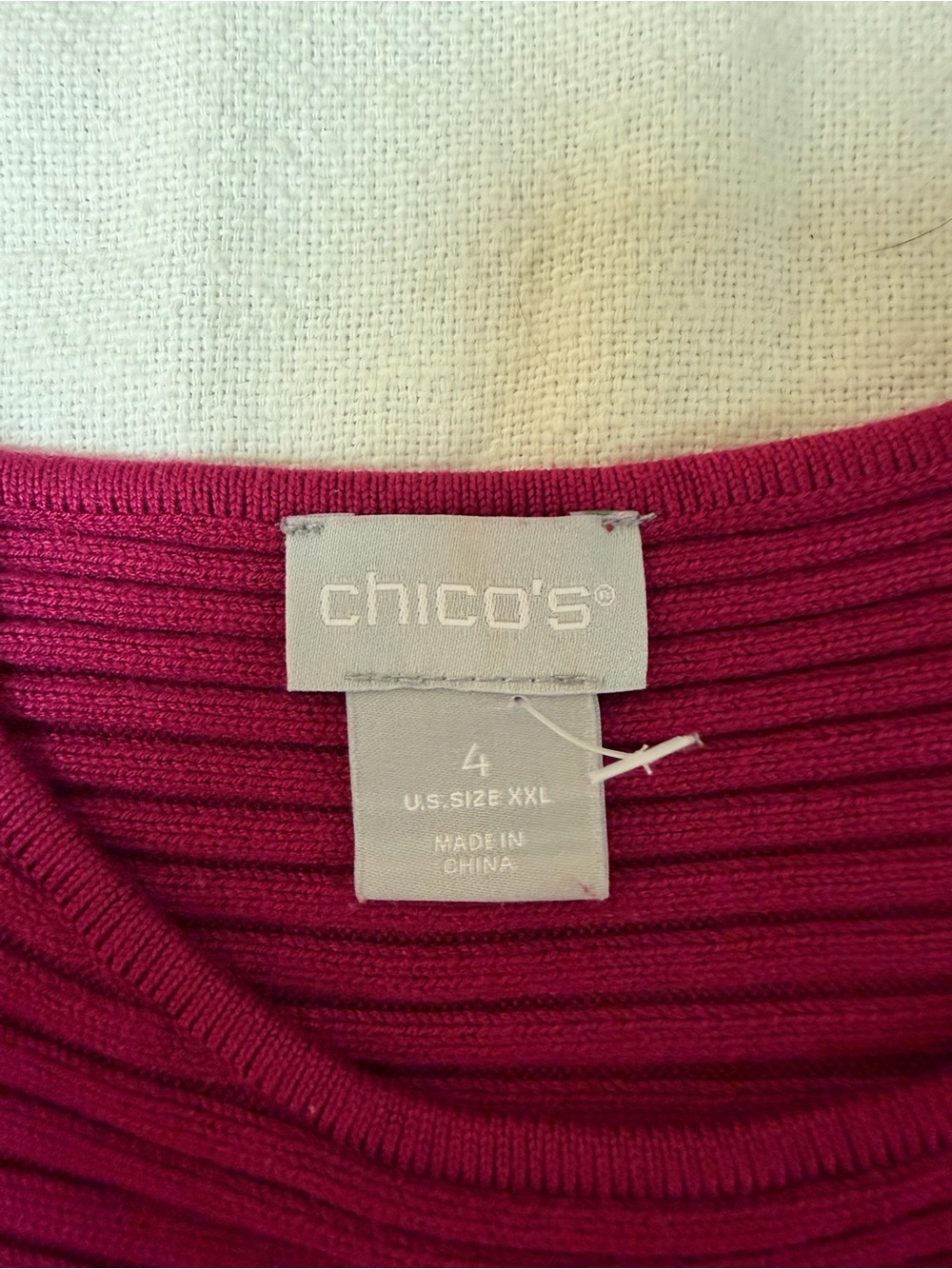4/$20 Chico's Raspberry Ribbed Scoop-Neck Sweater - Picture 5 of 6